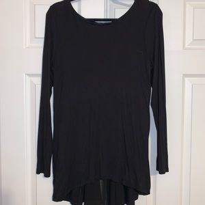 Sheer “open” back black blouse